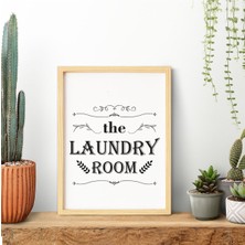 Çamaşır Odası-Laundry Room Ahşap Çerçeveli Poster Tekli Dekor Duvar Tablo Seti