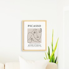 Ayışığı Dizayn Pablo Picasso Visage Doğal Ahşap Çerçeveli Tekli Tablo Seti