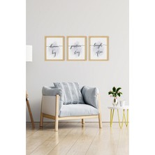 Ayışığı Dizayn Yazı Doğal Ahşap Çerçeveli 3'lü Tablo Seti