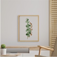 Ayışığı Dizayn Bohem-Ocaliptus Leaf1-Okaliptüs Yaprağı Doğal Ahşap Çerçeveli Tekli Tablo Seti