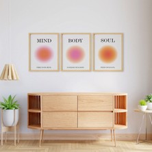 Ayışığı Dizayn Aura Mind Body Soul-Zihin Beden Ruh Ahşap Çerçeveli 3'lü Tablo Seti
