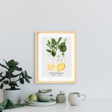 Ayışığı Dizayn Mutfak-Vintage Limon Doğal Ahşap Çerçeveli Tekli Tablo Seti