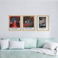 Ayışığı Dizayn Paul Klee Doğal Ahşap Çerçeveli 3'lü Tablo Seti