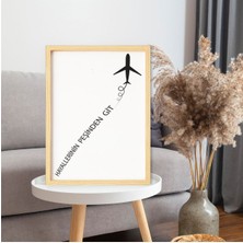 Ayışığı Dizayn Yazı Hayallerinin Peşinden Git Ahşap Çerçeveli Poster Tekli Dekor Duvar Tablo Seti