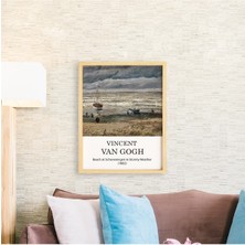 Van Gogh Beach Doğal Ahşap Çerçeveli Tekli Tablo Seti