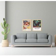 Ayışığı Dizayn Paul Klee Doğal Ahşap Çerçeveli 2'li Tablo Seti