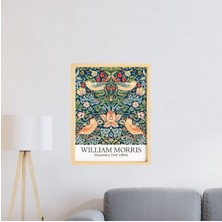 Ayışığı Dizayn William Morris Strawberry Doğal Ahşap Çerçeveli Tekli Tablo Seti