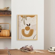 Ayışığı Dizayn Bohem-Floral Lines2-Varoluş Doğal Ahşap Çerçeveli Tekli Tablo Seti