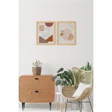 Ayışığı Dizayn Woman-1 Doğal Ahşap Çerçeveli 2'li Tablo Seti