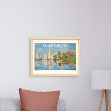 Ayışığı Dizayn Claude Monet Sailboat Doğal Ahşap Çerçeveli Tekli Tablo Seti