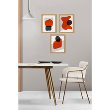 Ayışığı Dizayn Soyut Doğal Ahşap Çerçeveli 3'lü Tablo Seti