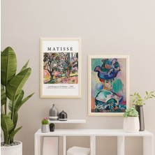 Ayışığı Dizayn Henri Matisse Landscape Woman Doğal Ahşap Çerçeveli 2'li Tablo Seti