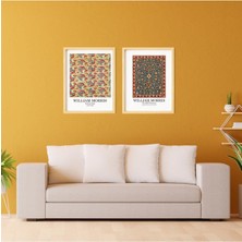 Ayışığı Dizayn William Morris Doğal Ahşap Çerçeveli 2'li Tablo Seti