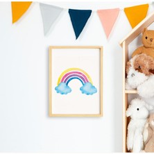 Ayışığı Dizayn Çocuk Rainbow-Gökkuşağı Doğal Ahşap Çerçeveli Tekli Tablo Seti