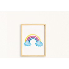 Ayışığı Dizayn Çocuk Rainbow-Gökkuşağı Doğal Ahşap Çerçeveli Tekli Tablo Seti