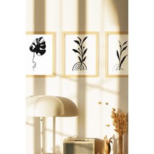 Ayışığı Dizayn Bohem & Iskandinav Doğal Ahşap Çerçeveli 3'lü Tablo Seti