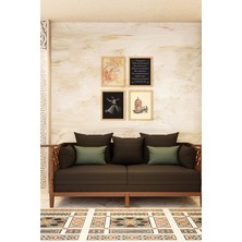 Ayışığı Dizayn Mevlana Doğal Ahşap Çerçeveli 4'lü Tablo Seti