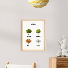 Ayışığı Dizayn Çocuk Mevsimler Seasons Doğal Ahşap Çerçeveli Tekli Tablo Seti