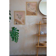 Ayışığı Dizayn Boho Line Doğal Ahşap Çerçeveli 2'li Tablo Seti