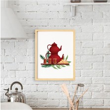 Ayışığı Dizayn Mutfak-Çaydanlık Doğal Ahşap Çerçeveli Tekli Tablo Seti