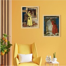 Ayışığı Dizayn Osman Hamdi Doğal Ahşap Çerçeveli 2'li Tablo Seti