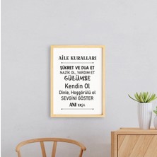 Ayışığı Dizayn Yazı Aile Kuralları Doğal Ahşap Çerçeveli Tekli Tablo Seti