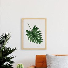 Ayışığı Dizayn Bohem-Leaf4 Doğal Ahşap Çerçeveli Tekli Tablo Seti
