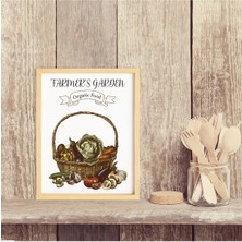 Ayışığı Dizayn Mutfak Vintage Farm Garden-Çiftlik Bahçesi Ahşap Çerçeveli Poster Tekli Dekor Duvar Tablo Seti