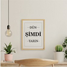 Ayışığı Dizayn Yazı Şimdi Doğal Ahşap Çerçeveli Tekli Tablo Seti