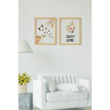 Ayışığı Dizayn Sweet Home Doğal Ahşap Çerçeveli 2'li Tablo Seti
