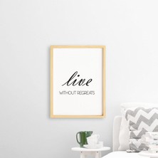 Ayışığı Dizayn Yazı Live Doğal Ahşap Çerçeveli Tekli Tablo Seti