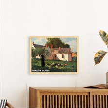 Ayışığı Dizayn Winslow Homer Farmyard Doğal Ahşap Çerçeveli Tekli Tablo Seti