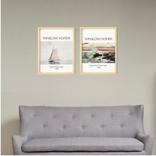 Ayışığı Dizayn Winslow Homer Ahşap Çerçeveli 2'li Tablo Seti