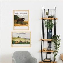 Ayışığı Dizayn Winslow Homer Doğal Ahşap Çerçeveli 2'li Tablo Seti