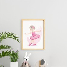 Ayışığı Dizayn Çocuk Ballet-Balerin Doğal Ahşap Çerçeveli Tekli Tablo Seti