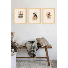 Ayışığı Dizayn Bohem & Iskandinav Doğal Ahşap Çerçeveli 3'lü Tablo Seti