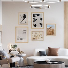 Ayışığı Dizayn Art-Sanat Doğal Ahşap Çerçeveli Çoklu 5'li Tablo Seti