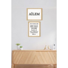 Ayışığı Dizayn Ailem Temalı Doğal Ahşap Çerçeveli 2'li Tablo Seti