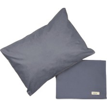 Mundo Lindo Organik Pamuk Tek Kişilik Çarşaf Seti Mavi Gri