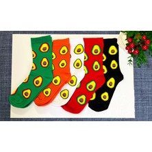 Socks And More Avokado Desenli Renkli 5'li Set Çorap Unisex