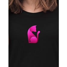 Tp Shop Kadın T-Shirt Pembe Kedi