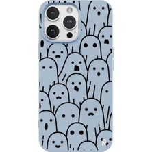 Casen iPhone 13 Pro Max Ghost Tasarımlı Mavi Renkli Silikon Telefon Kılıfı