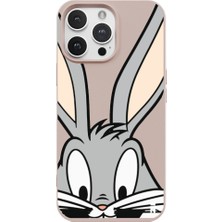 Casen iPhone 13 Pro Max Bugs Bunny Smile Tasarımlı Pudra Pembe Renkli Silikon Telefon Kılıfı