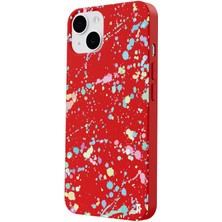 Casen iPhone 13 Splash Tasarımlı Kırmızı Renkli Silikon Telefon Kılıfı