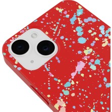 Casen iPhone 13 Splash Tasarımlı Kırmızı Renkli Silikon Telefon Kılıfı