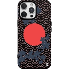 Casen iPhone 13 Pro Max Japon Güneşi Tasarımlı Siyah Renkli Silikon Telefon Kılıfı