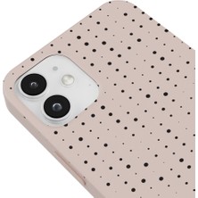 Casen iPhone 12 Noktasal Dalgalar Tasarımlı Pudra Pembe Renkli Silikon Telefon Kılıfı