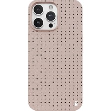 Casen iPhone 13 Pro Max Noktasal Dalgalar Tasarımlı Pudra Pembe Renkli Silikon Telefon Kılıfı