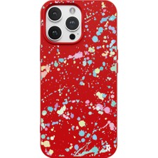 Casen iPhone 13 Pro Max Splash Tasarımlı Kırmızı Renkli Silikon Telefon Kılıfı
