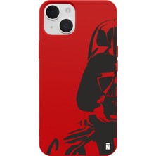 Casen iPhone 14 Plus Darth Vader Tasarımlı Kırmızı Renkli Silikon Telefon Kılıfı